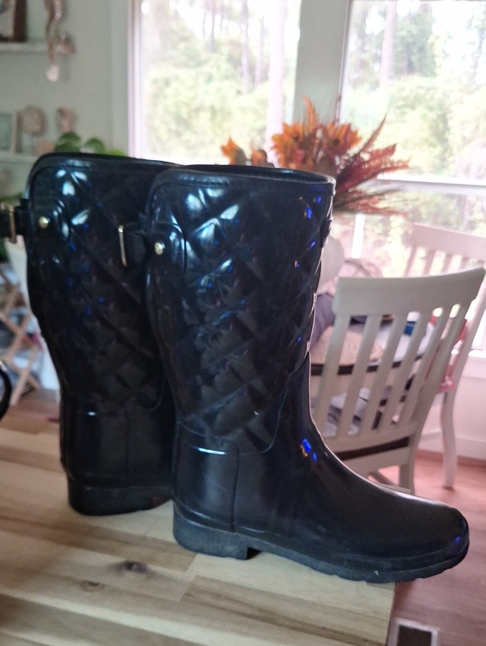 Black Hunter Quilted Women's Rain Boots - Classic Waterproof Style